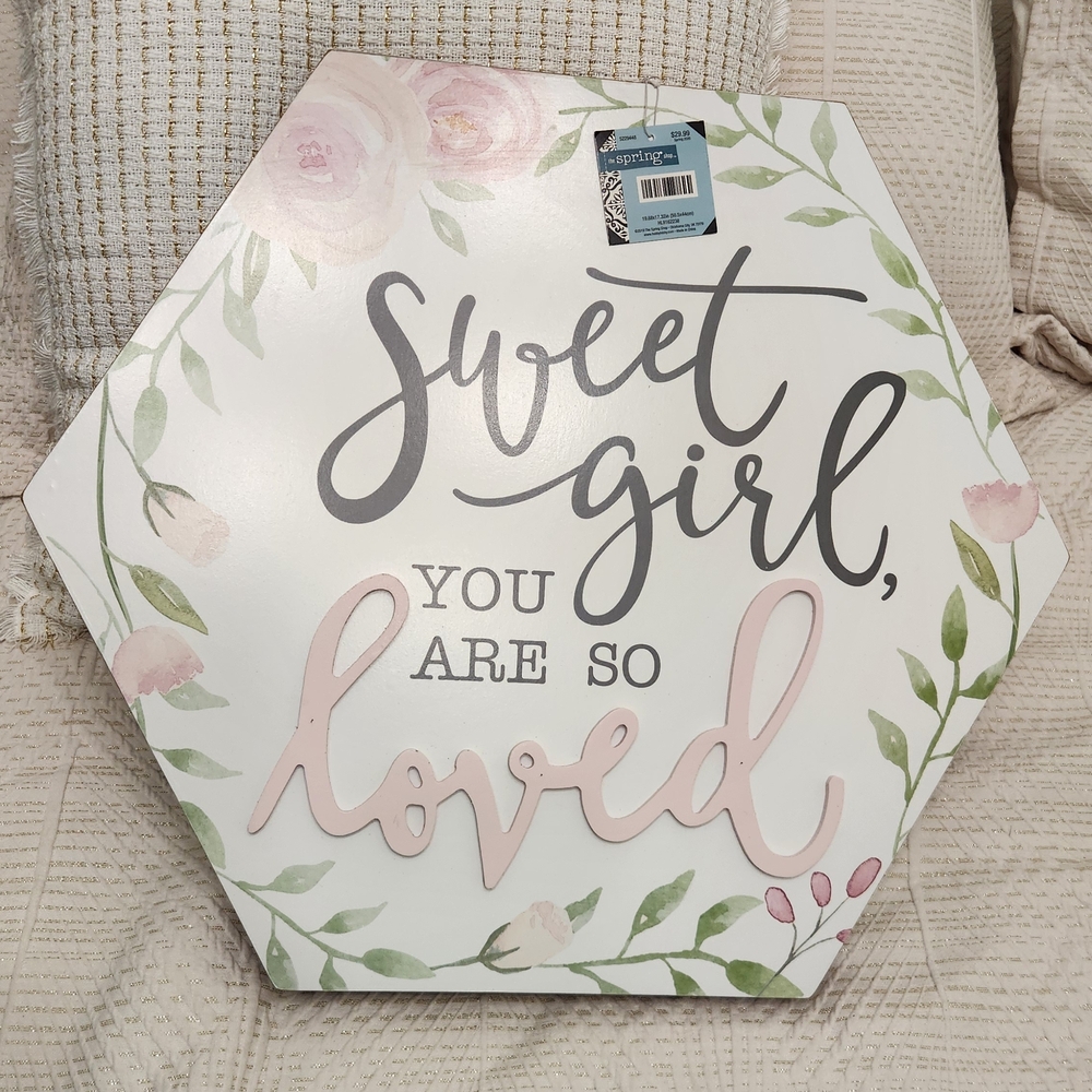 Hobby Lobby Sweet Girl Wall Decor - Pink, Green, Gray